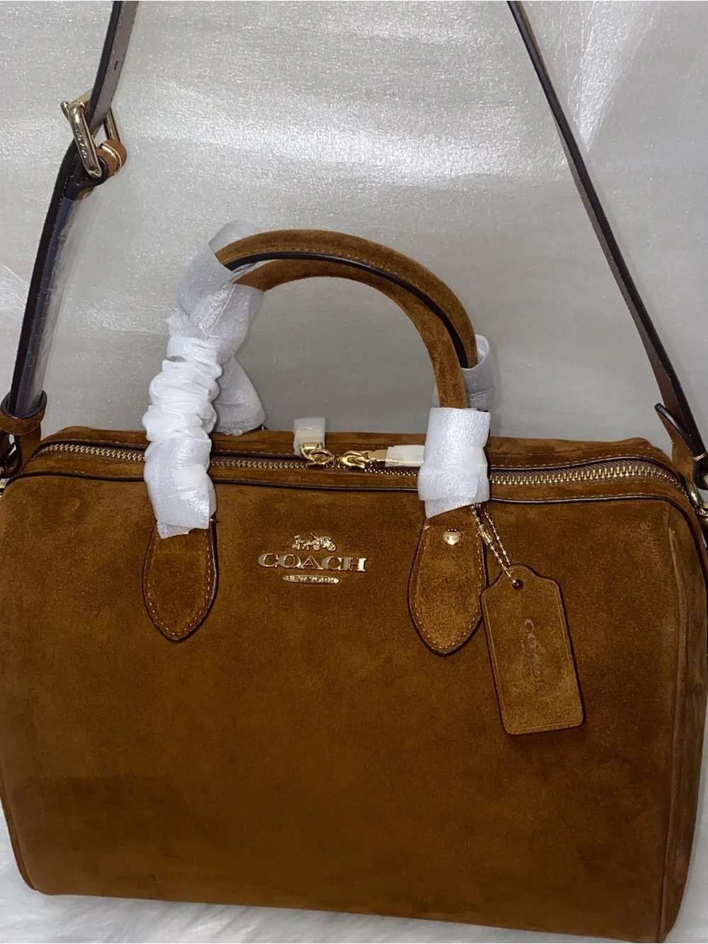 Coach Suede Satchel purse Large Rowan New